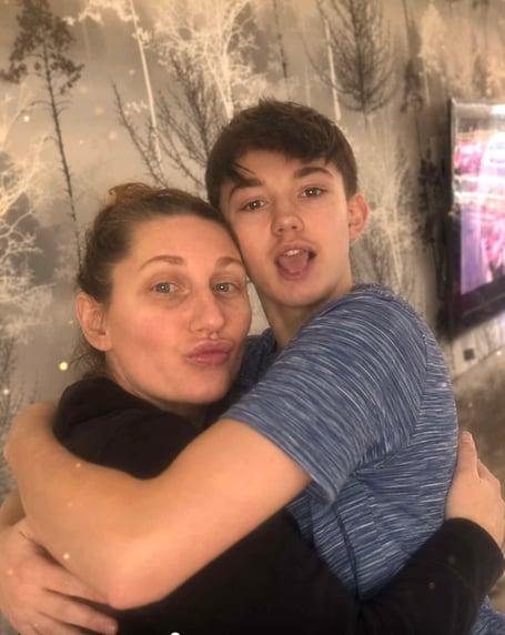 Christopher McBurnie with mum Rebecca Parker