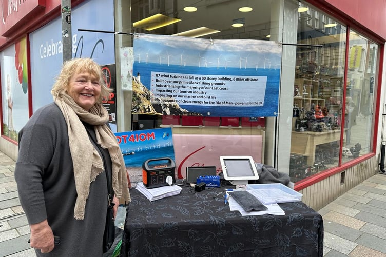 Georgina O'Sullivan campaigning in Douglas against the Offshore Wind Farm