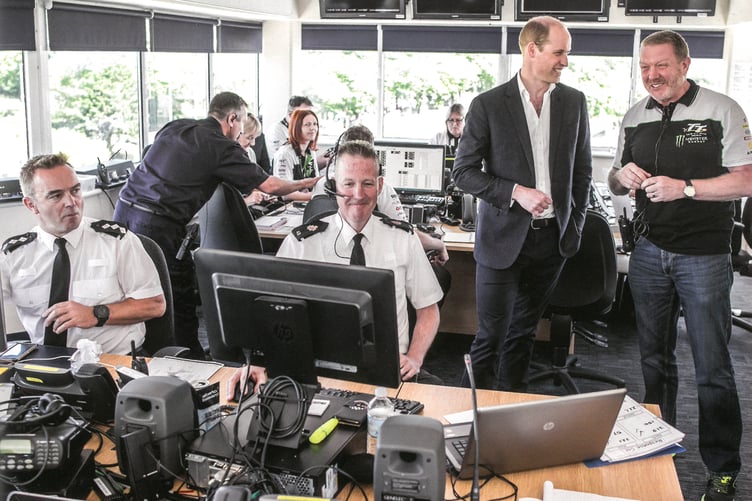 Prince William on a tour of control tower, the organisational hub of the TT, by clerk of the course Gary Thompson (iomttraces.com)