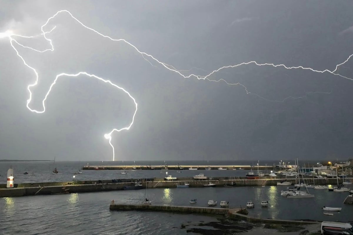 Pictures as lightning lights up Isle of Man sky in spectacular storm
