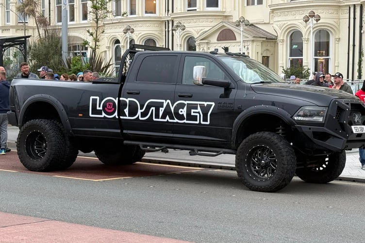 Stacey, who is known for his larger-than-life personality and trademark top hat, arrived on the island by ferry on Monday (PHOTO: Baylon McCaughey)