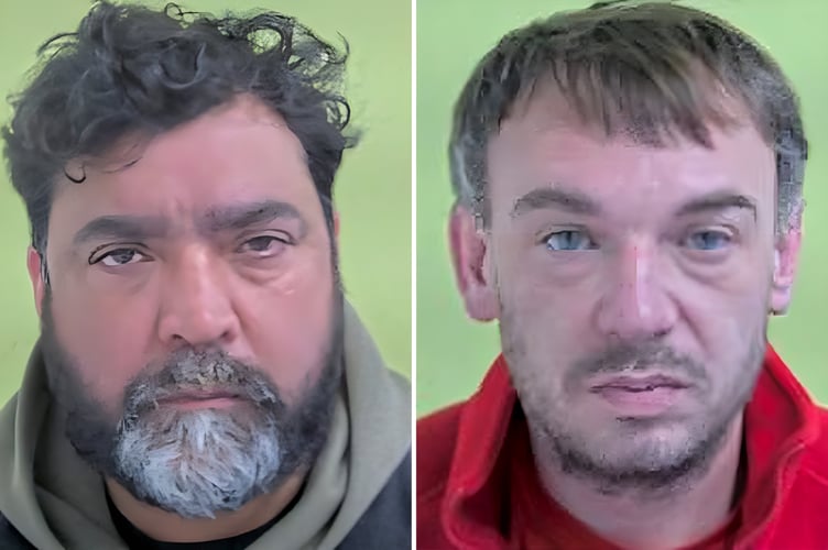 Samsha Sanghera (left) and Ross Alexander Beggs-Cairney have been after smuggling a kilo of cocaine into the island
