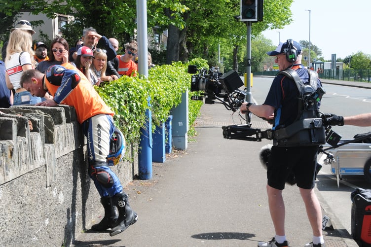 Channing Tatum pretends to be sick on Glencrutchery Road during filming of the Hollywood TT film 'Isle of Man' (Photo: John Watterson)