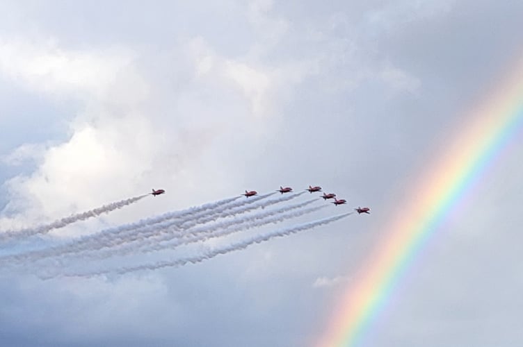 Darren Shaw sent in this shot of the Red Arrows over Douglas Head