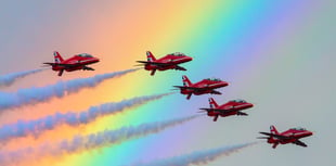 Watch highlights of Red Arrows' stunning display over Douglas Bay