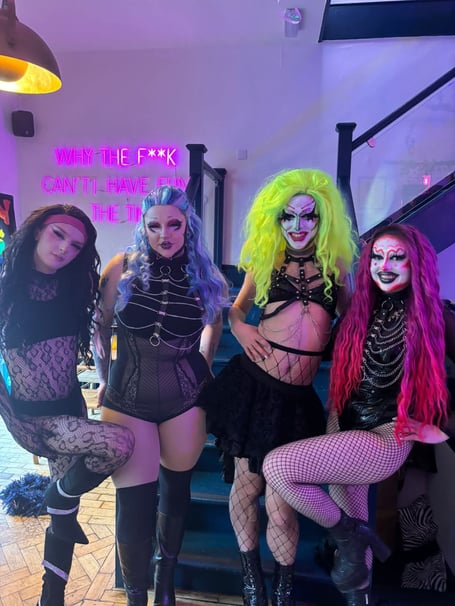(L-R) Dahlia, Lady Isafella, Fenella Beach and Nona Binary