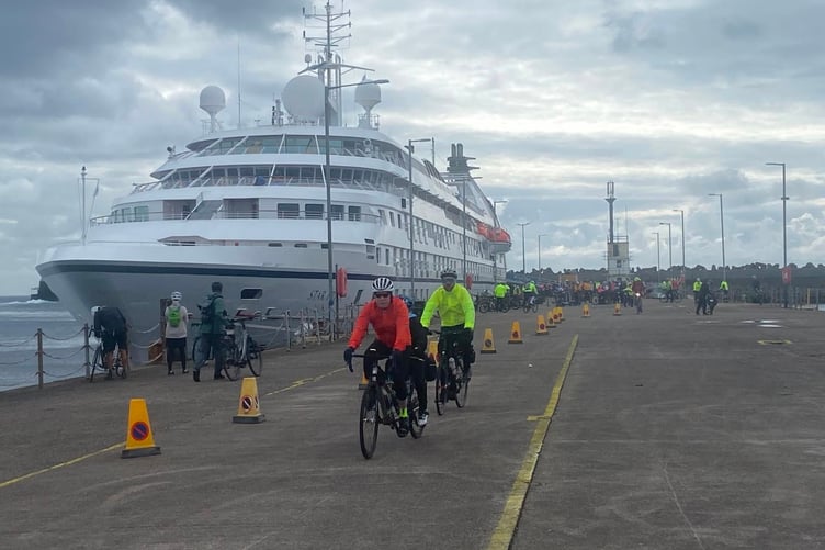 Star Pride passengers enjoying an Isle of Man cycling experience on Wednesday