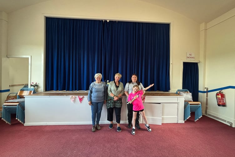 Maureen, Pat, Helena and Piper at Ballafesson Church Hall