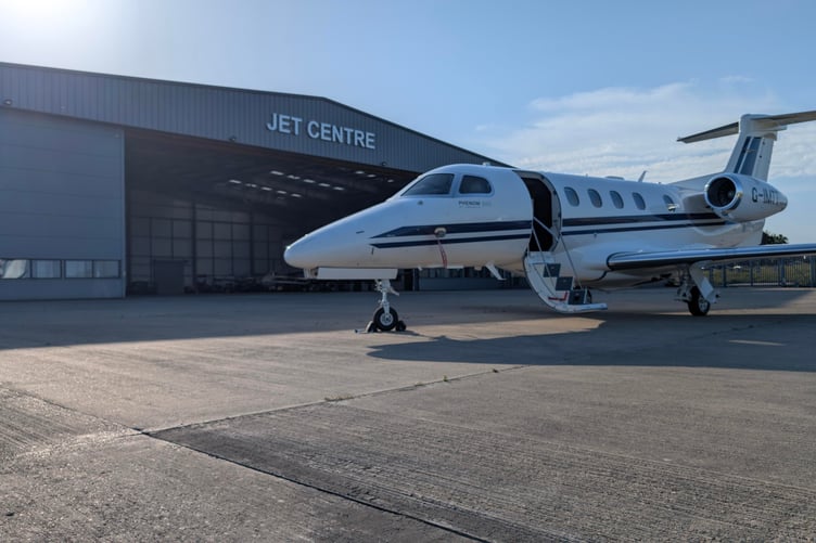The Phenom 300 outside the hangar at the Private Jet Centre