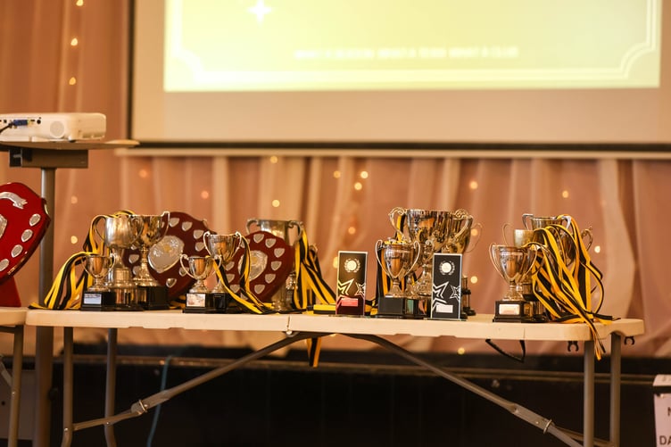 Some of the trophies and shields on display