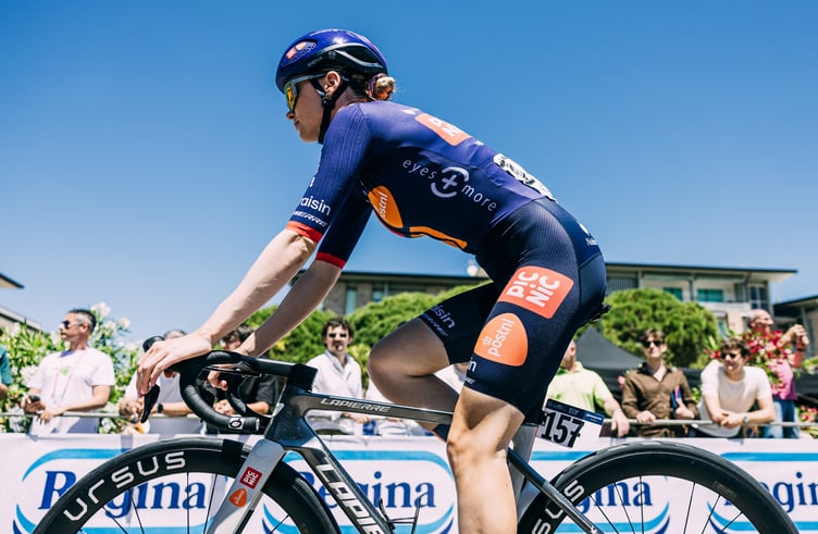 Manx cyclist Becky Storrie during the third stage of this year's Giro d'Italia Women, from Bibione to Buja (Photo: Francesco Rachello/Tornanti.cc)