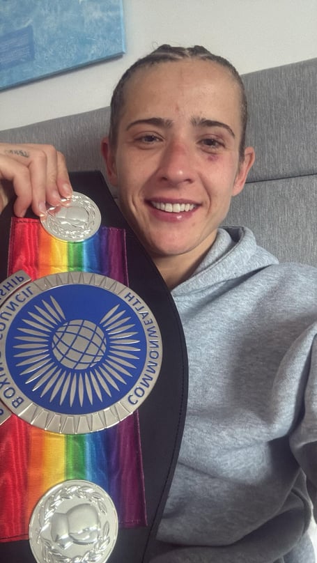 Jade Burden with the Commonwealth belt