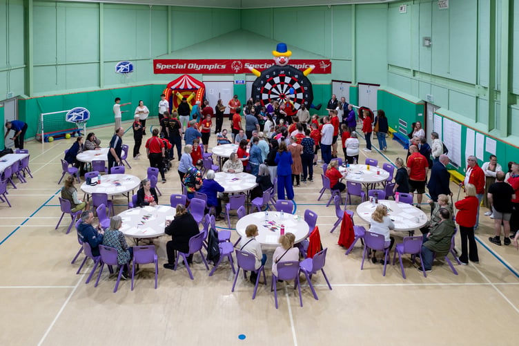 Tables, chairs and a number of sports-themed games were set up inside the centre