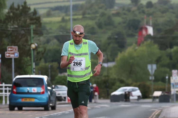 Vincent De Bontin on his way to finishing second in the Manx Telecom Parish Walk (Photo: CJS Photography)