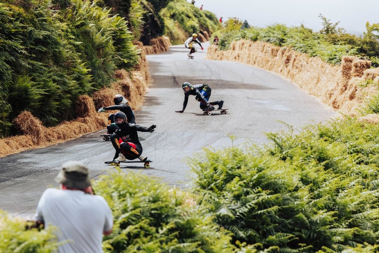 Competitors in next week's World Downhill Skateboarding Championship will tackle tough terrain in the island, including at Tholt-y-Will