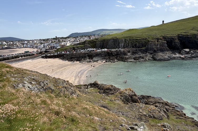 Fenella Beach in Peel during the hottest day of the year so far