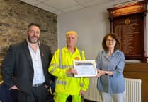 Port St Mary street cleaner receives long-service certificate after 35 years