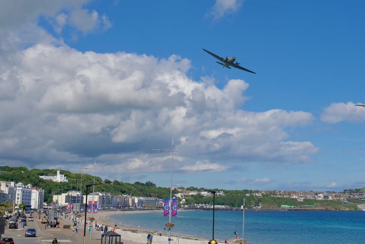 A flypast takes place over the Villa Marina