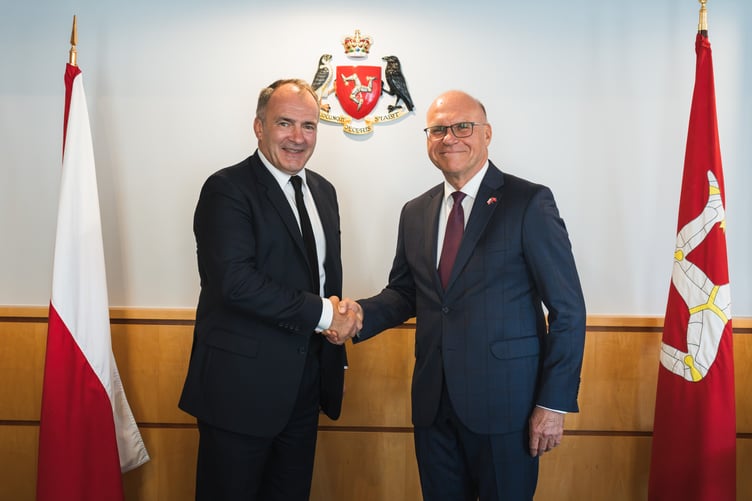 Chief Minister Alfred Cannan with Rafał Wiśniewski, Chargé d'affaires ad interim, Embassy of the Republic of Poland in London