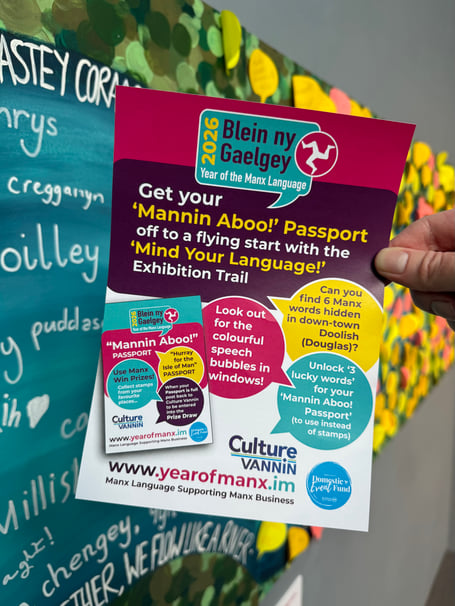 You can pick up an exhibition trail leaflet when you visit Mind Your Language at the Manx Museum