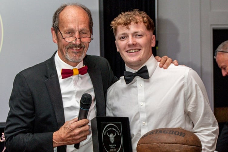 Kyle Martin receives the Golden Ball award from committee member Tony Wilson-Spratt (Photo: Richard Ebbutt)