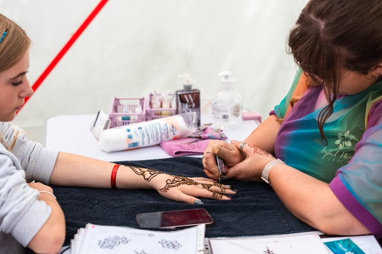 A henna tattoo station