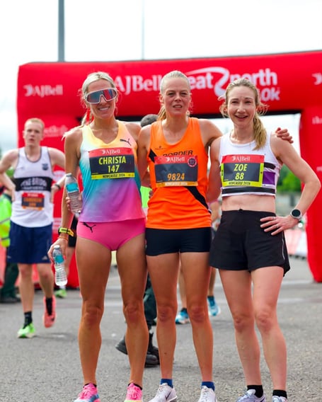 Christa Cain (left) with the rest of the top three from the weekend's Great North 10km