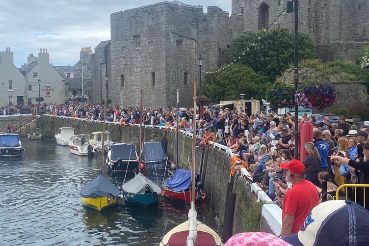 Crowds gathered in Castletown to watch the annual World Tin Bath Championships
