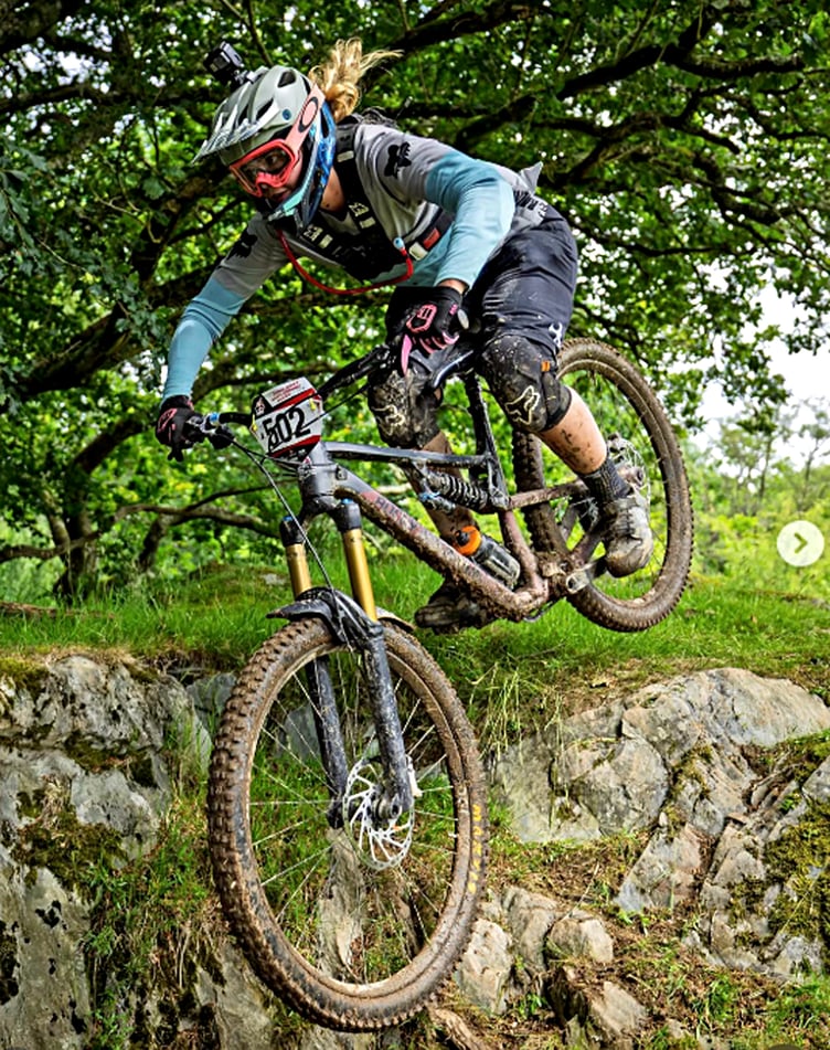 Coral Hegginbotham in action at the third round of the UCI Enduro World Cup in Italy recently (Photo: Instagram @coralheginbotham)