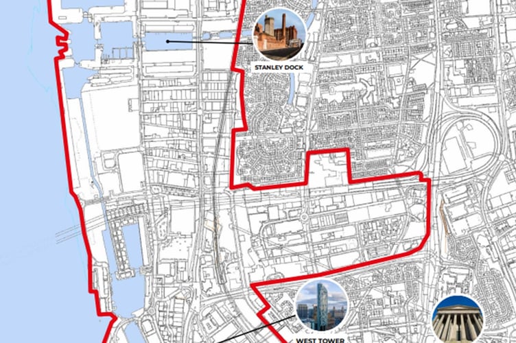 Boundary of proposed Liverpool North Docks MDC area