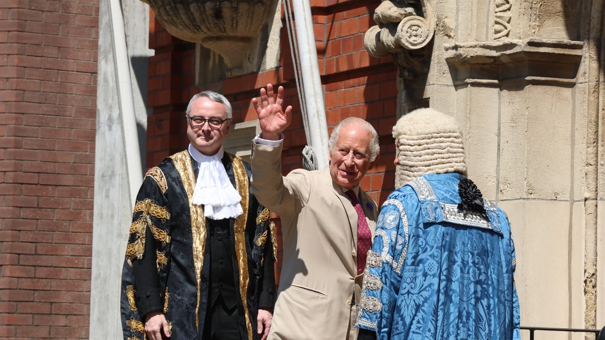 Watch as King Charles is cheered by crowds during his first official ...