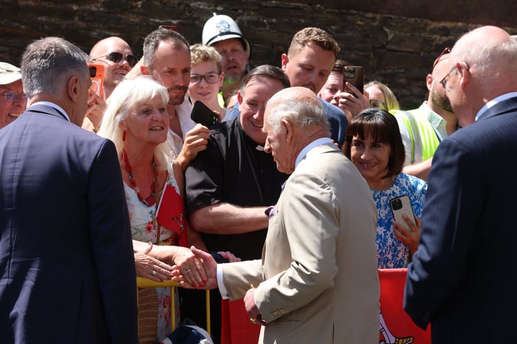 The Lord of Mann King Charles shakes hands with the Manx public outside Tynwald