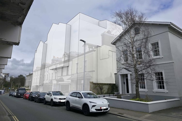 Graphic shows the dimensions of the proposed apartment block on Finch Road in Douglas