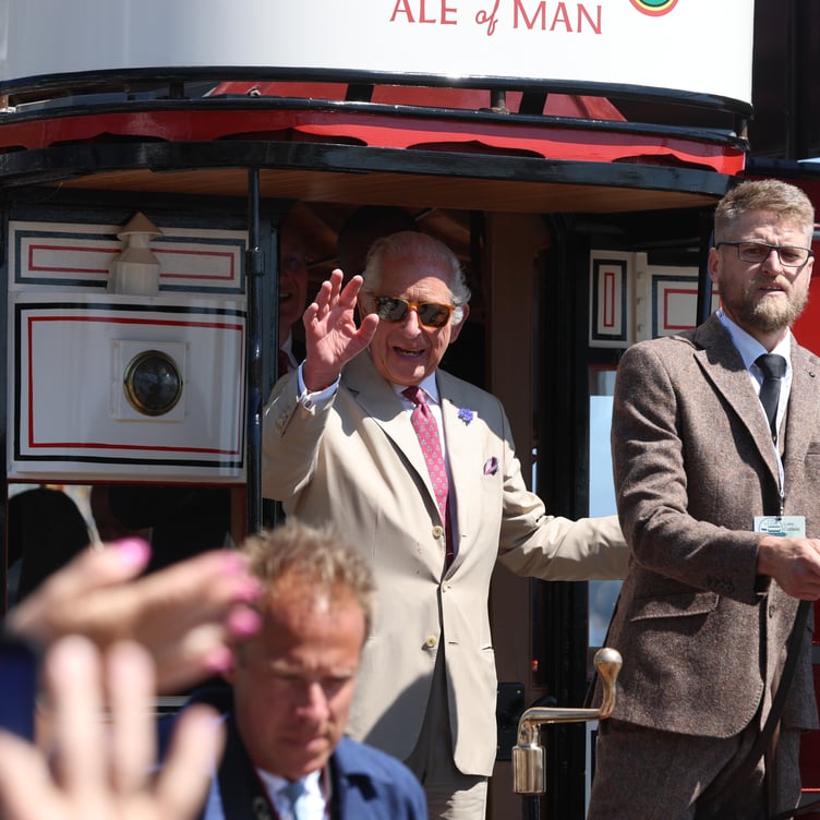 King Charles - Lord of Mann - waving at the crowds