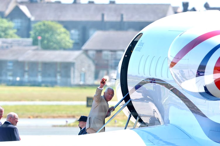 King Charles III, Lord of Mann, waves goodbye to the Isle of Man after his brief visit on Tuesday (Photo: Callum Staley/CJS Photography)