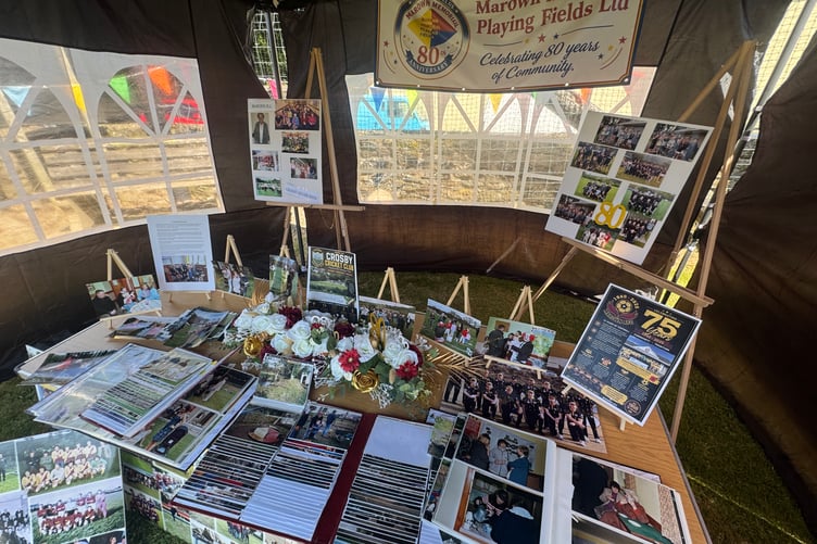 A special gazebo told the story of 80 years of Marown Memorial Playing Fields
