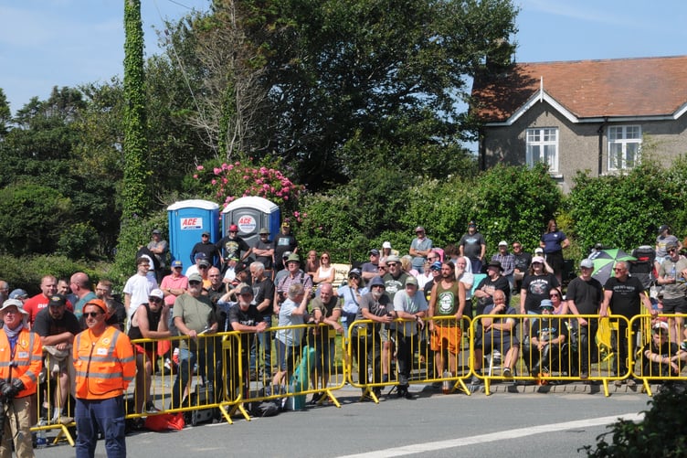 Spectators at Cross Four Ways on the afternoon of Southern 100 Championship Day (Photo: John Watterson)