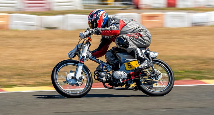 Phil Gunnell is the current championship leader in the plop 110cc class after winning heat two and the final at Jurby last weekend (Photo: Hagar Photography)
