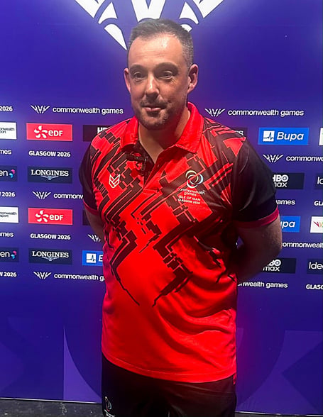 Isle of Man bowler Mark McGreal after winning his opening match at the 2026 Commonwealth Games (Photo: Rich Slee)