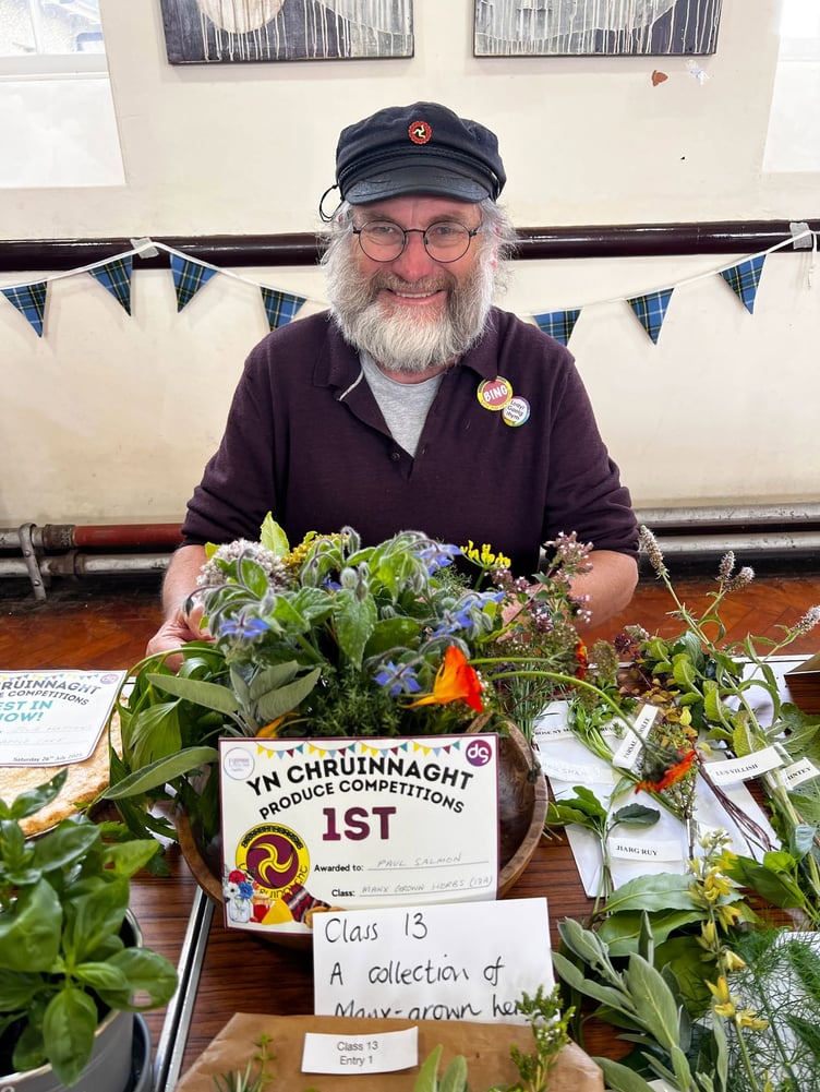 Paul Salmon, winner of last year's Manx Grown Herbs class