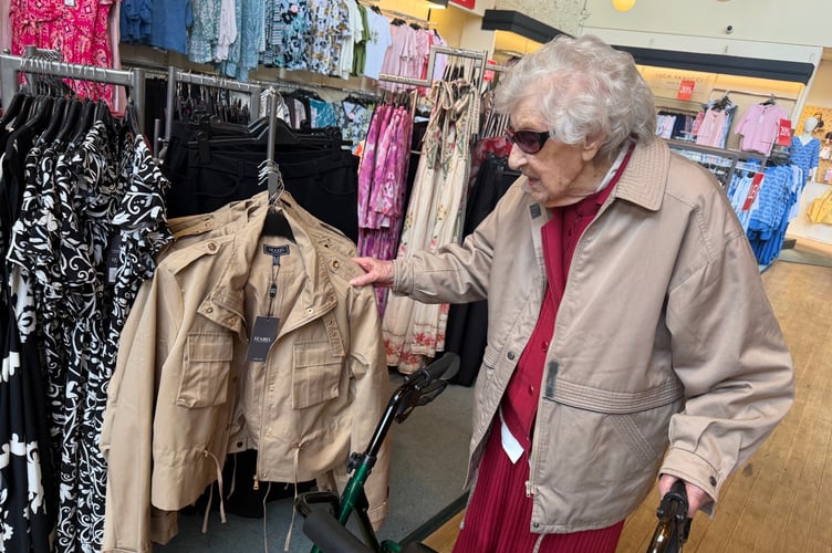 Mildred visited Tynwald Mills for her birthday, and was a little shocked at the price of coats now!
