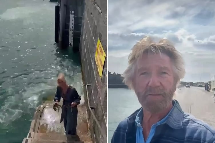 Noel Edmonds shared the footage of him and his wife Liz releasing the lobsters in Peel, Isle of Man
