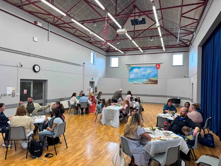 Families gathered for food and refreshments