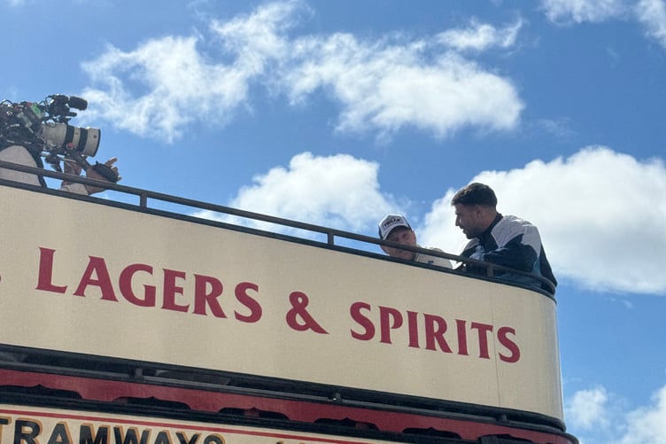 Tyson and Tommy Fury on the Douglas Bay Horse Tramway