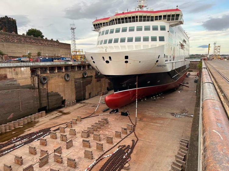 The Manxman in dry dock at Cammell Laird