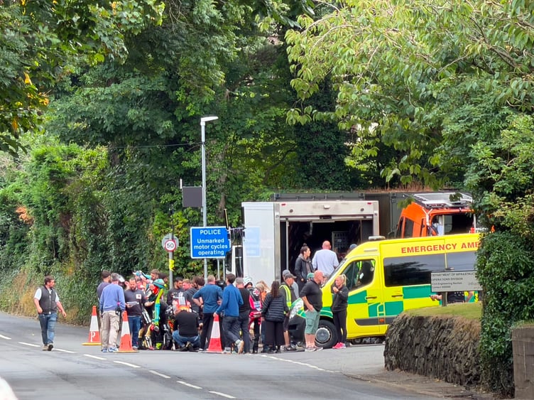 Film crews spotted in Sulby on Saturday morning continuing the filming of Hollywood TT film 'Isle of Man' (Photo: Frank Schuengel)
