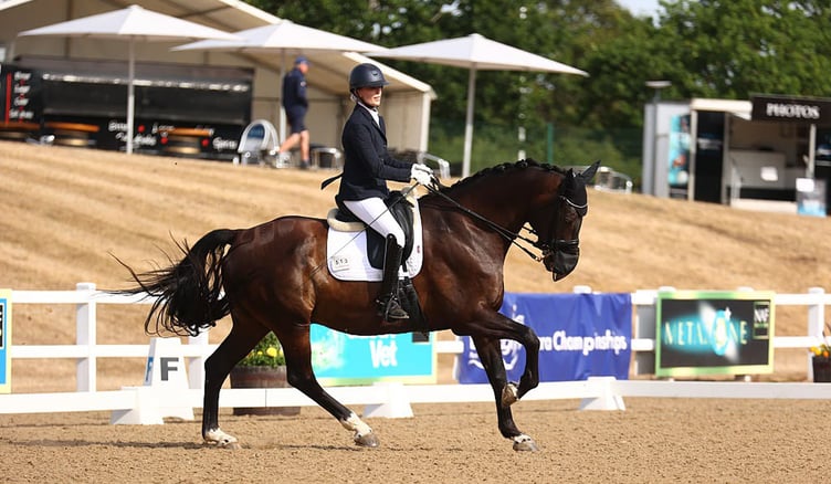 Isle of Man equestrian Harriet Williamson and her horse King D II on their way to winning a national title at the Equissage Pulse Para Summer Championships at Hartpury in Gloucestershire recently