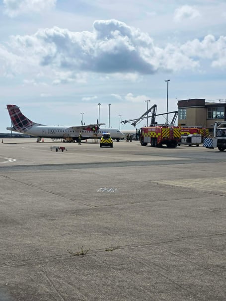 34 passengers on board were escorted to safety while the emergency response remained in place (Photo: AJ Gilman)