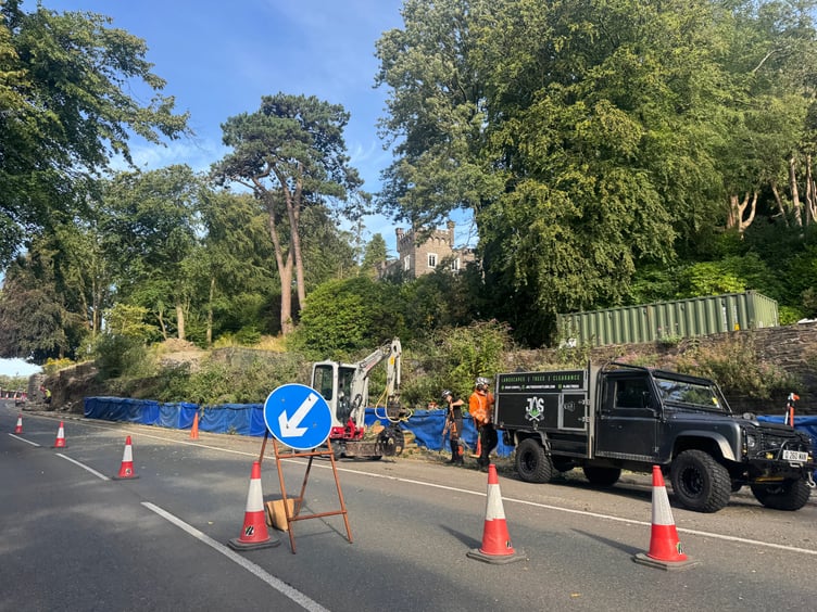 Work continuing at Greeba Towers on Tuesday morning