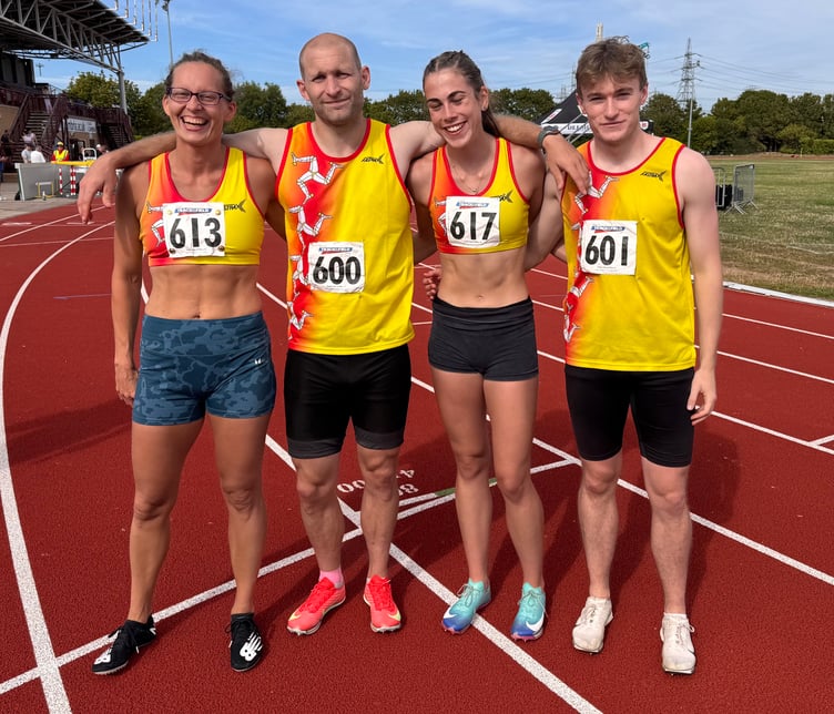 The Isle of Man 4x100m A team of (left to right) Ewelina Hand, Daniel Stewart-Clague, Aimee Christian and Ben Sinclair